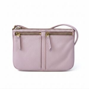 Fossil Lavender Pebbled Leather Double Zip Crossbody Bag